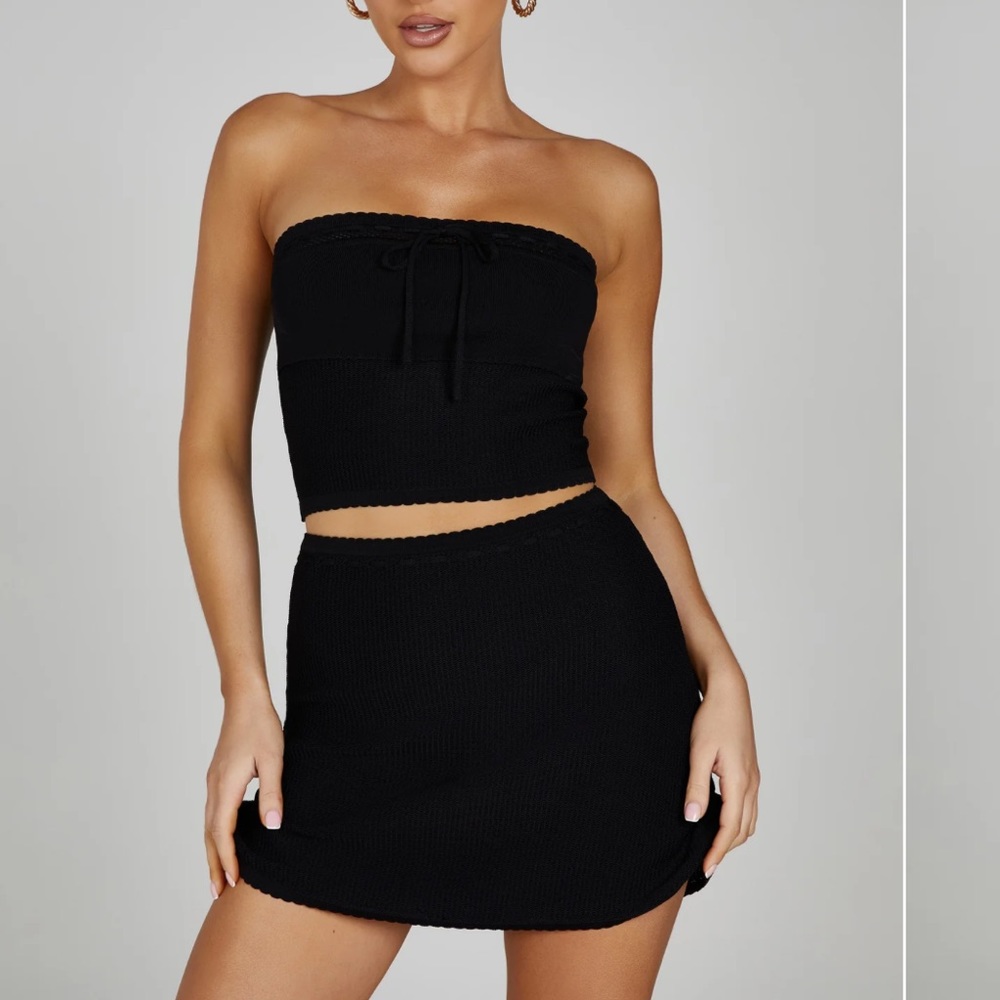 Meshki Kyra Waffle Knit Tube Top - Black